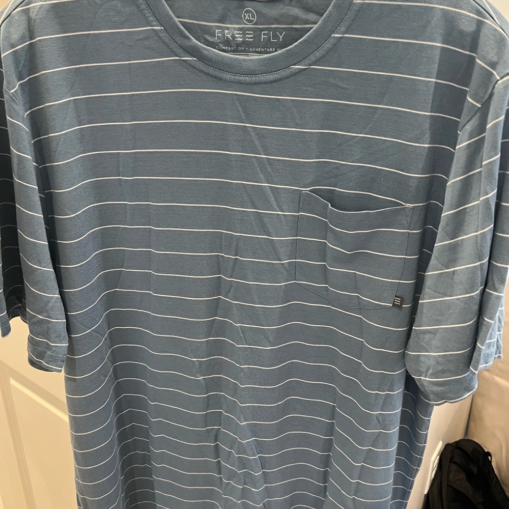 Free Fly Apparel Blue and White Short Sleeve Tee